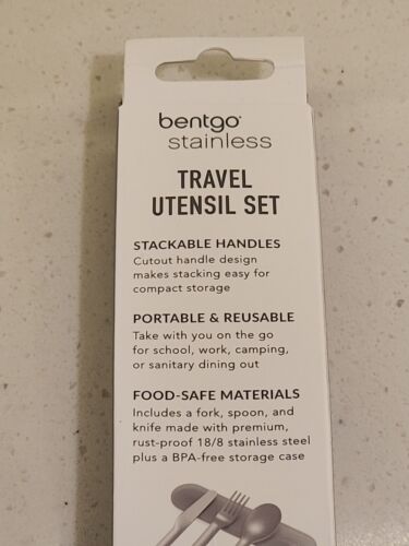 Juego de utensilios de viaje de acero inoxidable Bentgo reutilizables juego de cubiertos de 3 piezas con estuche nuevo - Imagen 3 de 4