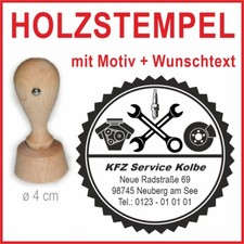 Holzstempel mit Wunschtext KFZ &middot; Stempel rund &middot; Adressstempel "WERKSTATT"