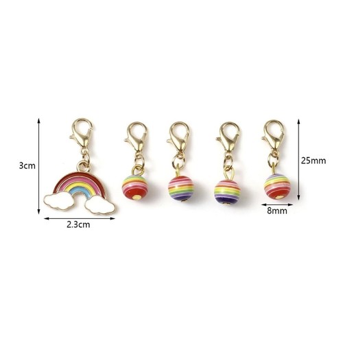 Keyrings Set Knitting Stitch Markers Multicolor Rainbow Enamel Lobster Clasp Cro - Picture 3 of 13