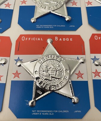 Vintage Toy Sheriff Badge 9-Piece In Original 5-Cent Store Display