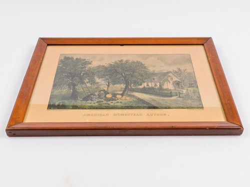Early Currier & Ives Reproduction American Homestead Autumn 7 7/8" x 12 3/8" - Picture 7 of 11