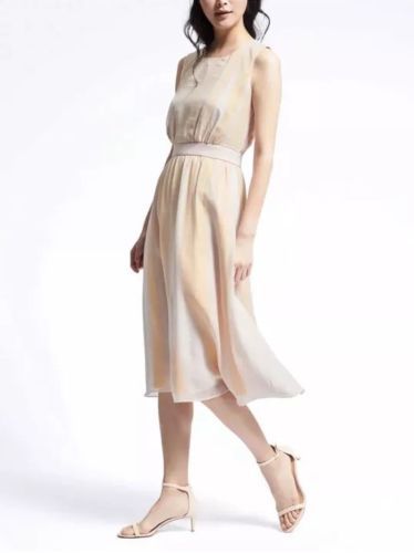 banana republic satin trim midi dress NWT Banana Republic Satin-Trim Midi Dress, Black SIZE 0 #886292 E129