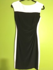 Chaps Small Dress Black White