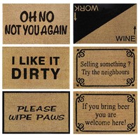 Door Mat Doormats Non Slip Natural Coir Welcome Indoor Outdoor Home Garden Mats