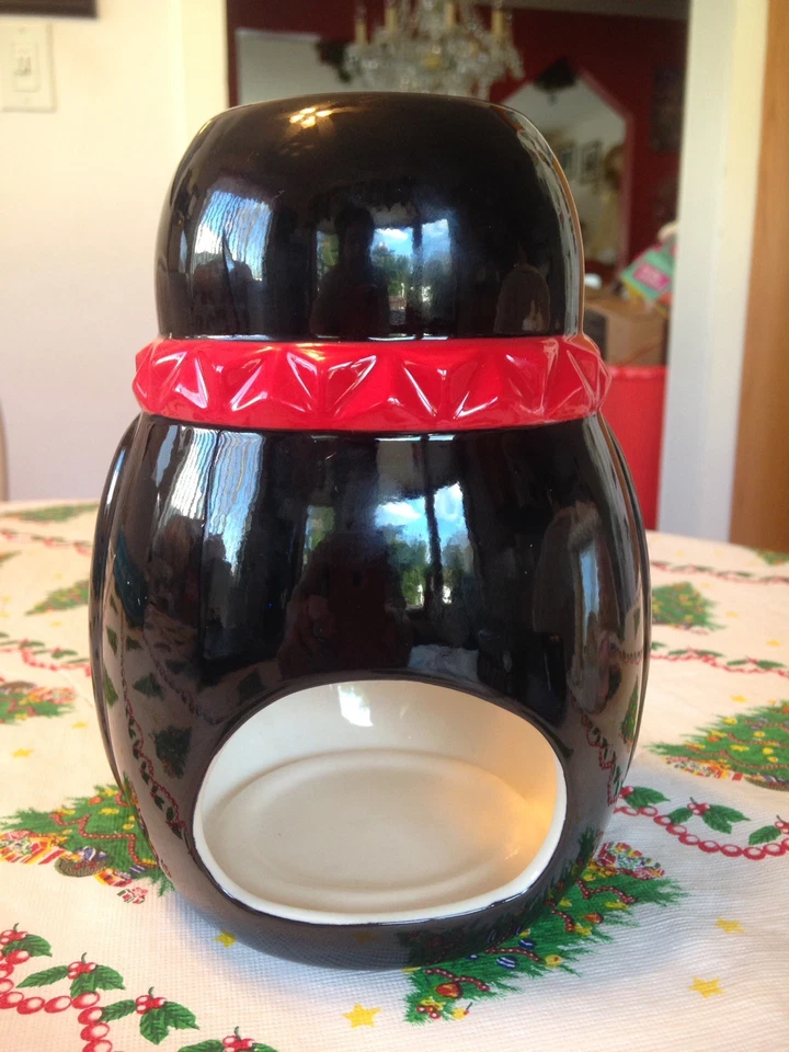 Large Christmas Penguin w Red Bow Tie Votive Tealight Candle Holder Rare New - Image 4 of 4