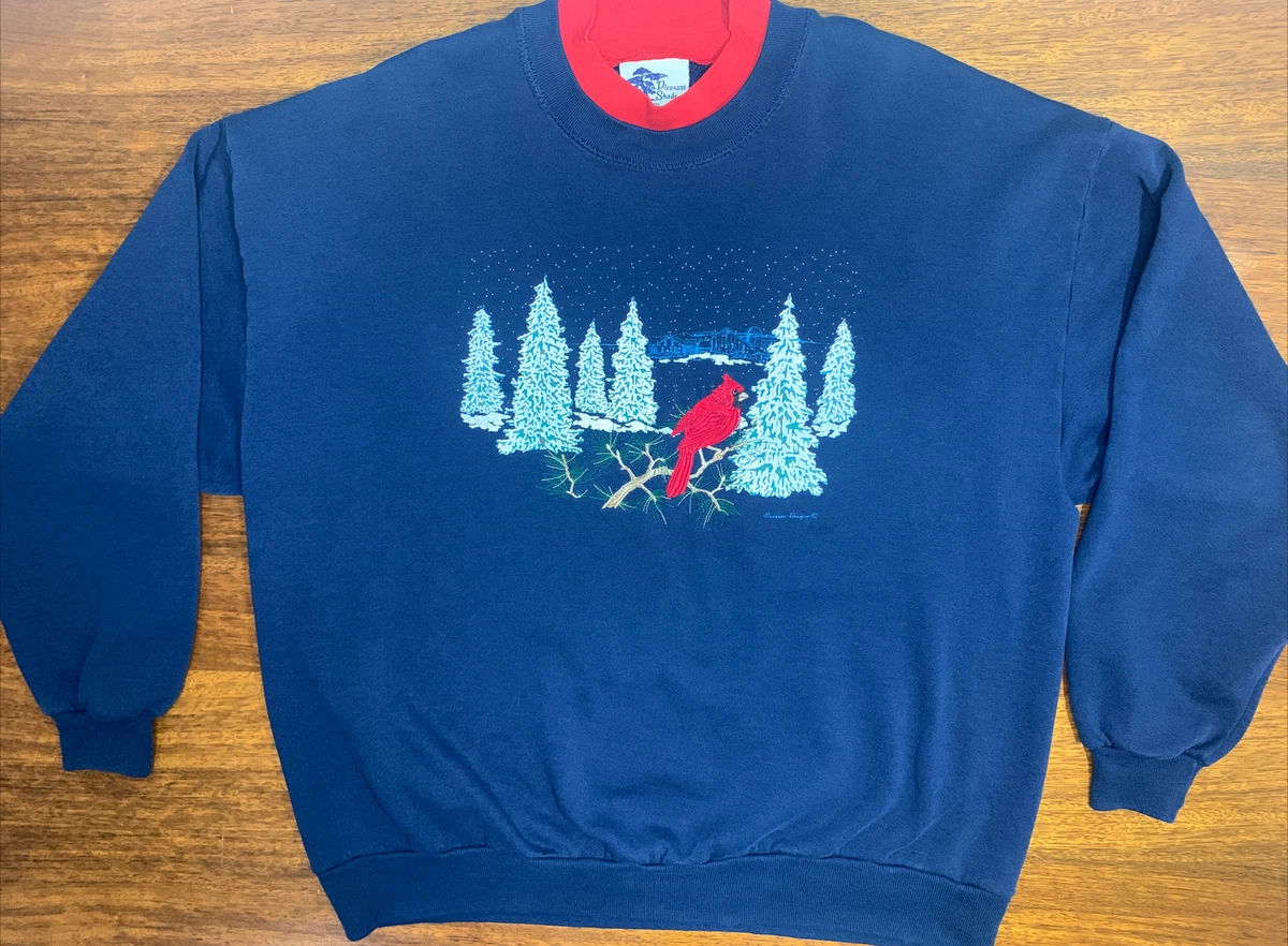 Pleasant Shade Made In USA Double Neck wintery Red Cardinal Sweatshirt Size 2X