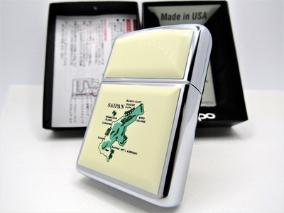 Saipan Map Ultralite Scrimshaw Zippo 1996 Unfired with Flaws Rare 