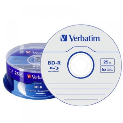25 Verbatim Blu Ray 43837 25GB 6x Speed Non Printable Spindle Blank BD-R Discs