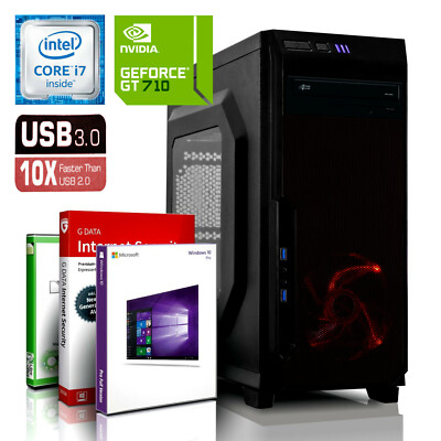 GAMING PC INTEL i7 8GB RAM - 250GB SSD 500GB HDD GT 710 Windows 10 WLAN Computer