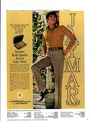 1971 Print Ad Jaymar Slack with Banrol After Packing them off from New York