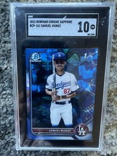 2022 Bowman Chrome SAMUEL MUNOZ 1st SAPPHIRE REFRACTOR #BCP-161 SGC 10 Gem Mint