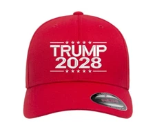 Trump 2028 Embroidered Flexfit Fitted Hat MAGA America Election