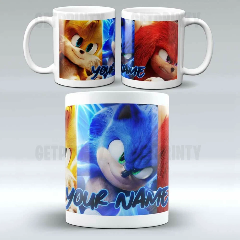 Personalised Sonic the hedgehog cup mug - add your name - tails knuckles