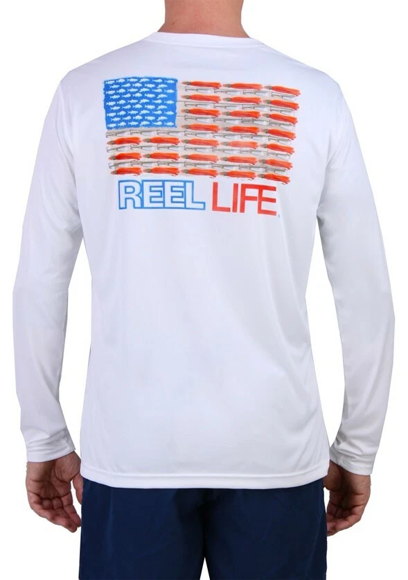 Mens Reel Life 'Merica Long Sleeve Performance T-Shirt - 2XL & Large - NWT