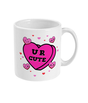 U R CUTE HEART bedruckter Kaffeebecher - Neu 