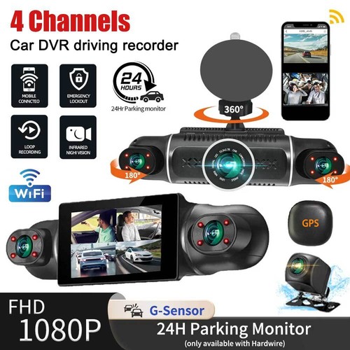 4 Kameras Auto Dash Cam DVR Videorecorder 1080P*4 Wifi 360° Grad Nachtsicht DE