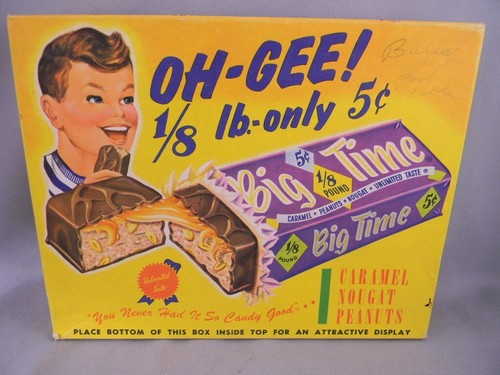 Rare Hollywood’s OH-GEE! BIG TIME 24bar Candy Display Box 1950’s