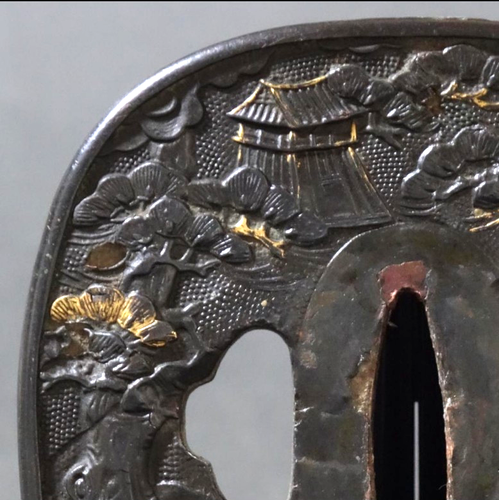 Tsuba Spada Giapponese Guardia di Yamado Rame Rosso Periodo Edo Dal GIAPPONE Antica JP - Foto 2 di 19