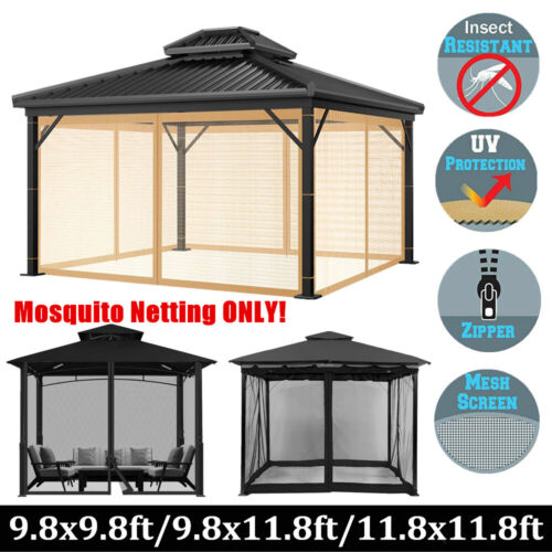 Gazebo Universal Replacement Mosquito Netting Outdoor Canopy Net Screen 3 Sizes - Afbeelding 1 van 29