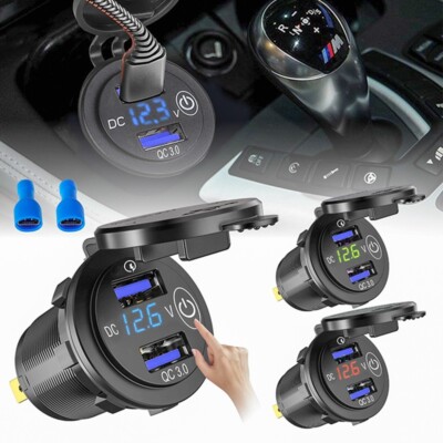 quick Charge 3.0 Dual USB Fast Car Charger Socket Accessories Waterproof 12V/24V
