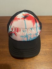 Hurley Kids Boys Embroidered California Palm Trees Adjustable Trucker Hat Black