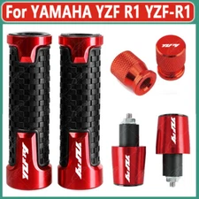 For YAMAHA YZF R1 7/8" 22MM 24MM Handlebar Grips Handle Bar End Cap Tire Valve