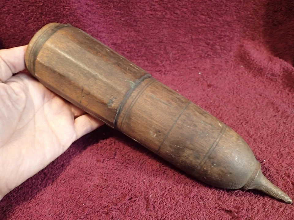 ANTIQUE SICKLE SCYTHE SHARPENER GRINDER WOOD HOLDER PRIMITIVE FOLK ART EUROPEAN - Image 4 of 4