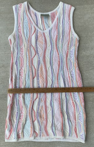 Vintage Coogi Sleeveless Sweater Dress Mini Multicolor Pastel Size L - Picture 21 of 24