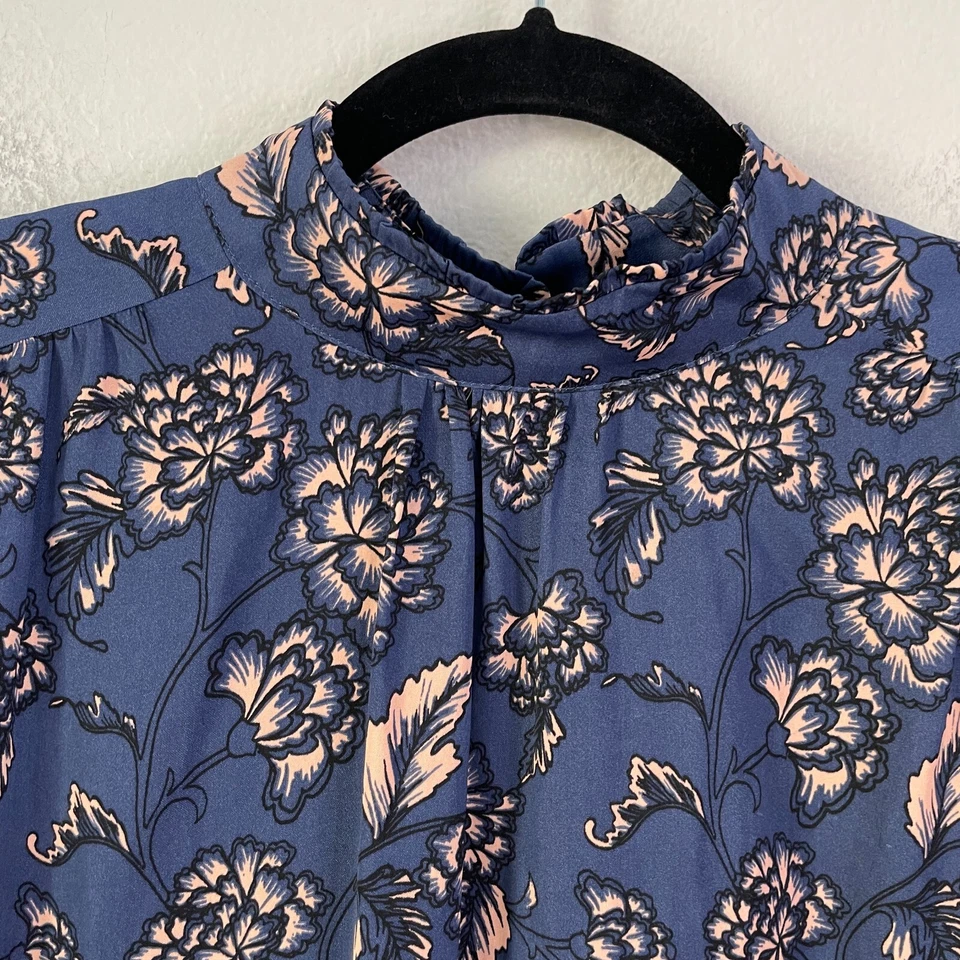 Blusa Top Banana Republic Mujer Grande Floral Cuello Simulado Manga 3/4 Foto 4 de 4