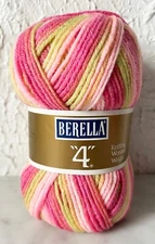 Berella 4 Ply Worsted Weight Acrylic Ombre Yarn - 1 Skein Very Berry #9210