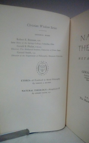 NATURAL THEOLOGY Metaphysics II by Gerald Smith 1959 1st Ed-4th Printing HC - Imagen 5 de 10