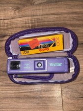Vintage Vivitar Point 'N Shoot Purple Camera with Case c1986