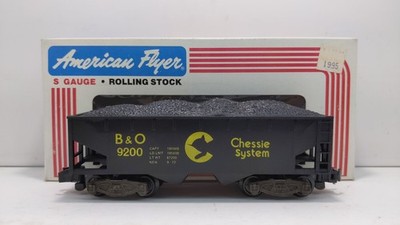 American Flyer 4-9200 S Scale Chessie System/B&O 2-Bay Hopper #9200 w/Coal Load