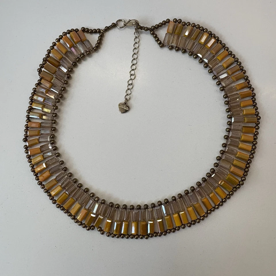 Collar Nakamol Cuentas Alta Costura Firmado Otoño Naranja Latón  Foto 3 de 4