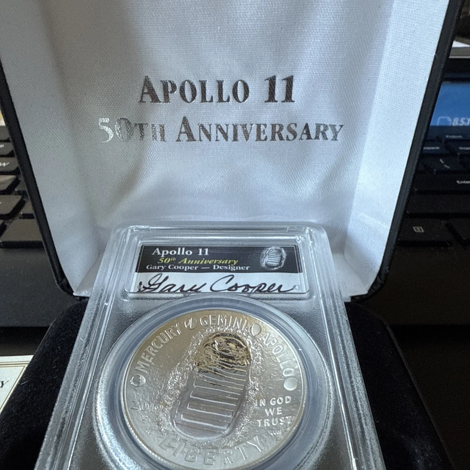 2019 P $1 Apollo 11 50th Anniversary Silver Dollar PCGS PR70DCAM Cooper Signed - Image 2 of 4