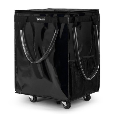 (Large,Black) Reusable Grocery Bag on Wheels, Foldable Rolling Tote, Carries ...