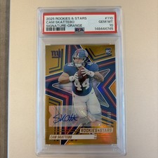 2025 PANINI ROOKIES & STARS 110 CAM SKATTEBO SIGNATURE ORANGE /199 RC PSA 10