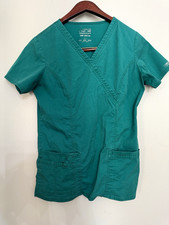 Cherokee Workwear Core Stretch Women's Green V-Neck Scrub Top M Solid 4026