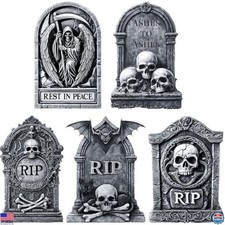Ktinnead 26" Spooky Graveyard Tombstones - Set of 5 Realistic RIP Decorations