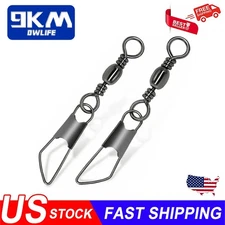 9KM 50Pcs Fishing Rolling Swivels with Safety Snap Quick Change Snaps Connector