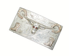 Vintage Taxco Mexican 925 Sterling Silver Western Belt Buckle Eagle 50 Ruby Eyes