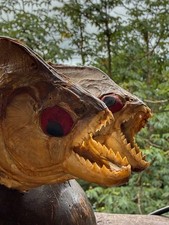 Unique pair of Piranhas taxidermy on stand