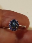 EARTHMINED STAR BLUE SAPPHIRE GEM TESTED 925 S 14K GOLD PLATED RING SIZE 7.5 ACC — photo 2