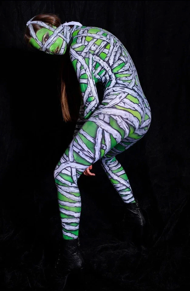 LMT EDT Diablo Caminando Mujer Disfraz Momia Talla S UV Negro Luz Reactiva Agotado Foto 4 de 4