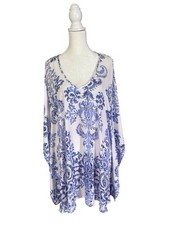 Show me your MuMu cold shoulder peta-boo tunic  blue & white floral medium