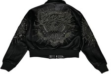 AUTHENTIC Pelle Pelle Womens LEATHER Jacket 48TH ANNIVERSARY BLACK Cropped