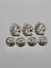 Vintage Silver Tone Concho Belt Buckles Native American Chief Lot 7