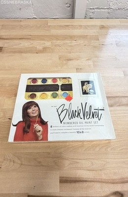 Vintage Black Velvet Numbered Oil Paint Set 1802 Cozy Kitten 10x8 New Sealed