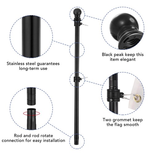 Flag Pole,6FT American Flag Pole & Bracket-Flagpoles for 3 x 5 Flags Holder f... - Picture 2 of 7