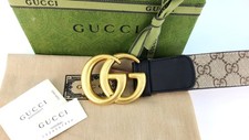 New Authentic Mens GUCCI Gold GG Black Ebony Monogram Supreme black belt 100/38